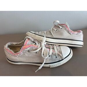 Girls Converse Chuck Taylor All Star Low Top Frayed Edge Multi Color Shoes 3